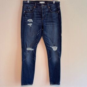 LOFT Women's Dark Blue Distressed Modern Skinny Jeans Size 8 / 29